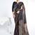 shaded black satin silk digital print serocky stone work party wear saree