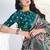 sea green two tone paper silk digital print with embroidery hand work saree