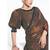 coffee two tone satin silk digital print with beads embroidery work saree