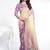 shaded off white & lavender two tone satin silk digital print with embroidery sequince hand work wear saree