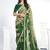 green two tone satin silk digital print with embroidery sequince hand work saree