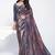 shaded lavender two tone paper silk digital print with embroidery hand work saree