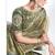 olive two tone paper silk digital print with embroidery hand work wear saree