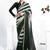 black & off white two tone satin silk digital printed embroidery hand work saree