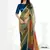 multicolour two tone satin silk digital printed embroidery hand work saree