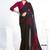 ruby red & black two tone satin silk digital printed embroidery saree