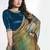 multicolour two tone satin silk digital printed embroidery hand work saree
