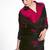 ruby red & black two tone satin silk digital printed embroidery saree