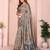 grey printed art silk designer pallu chanderi saree