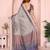 grey printed art silk designer pallu chanderi saree