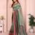 green printed art silk designer pallu chanderi saree