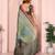 green printed art silk designer pallu chanderi saree