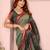 green printed art silk designer pallu chanderi saree