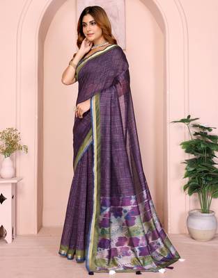 wine printed art silk designer pallu chanderi saree 2