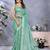rama green printed  designer pallu linen saree