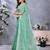 rama green printed  designer pallu linen saree