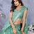 rama green printed  designer pallu linen saree