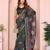 green printed art silk designer pallu chanderi saree