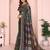 green printed art silk designer pallu chanderi saree