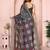green printed art silk designer pallu chanderi saree