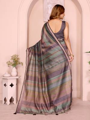 multicolor printed art silk designer pallu chanderi saree 3