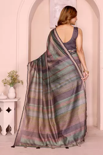 multicolor printed art silk designer pallu chanderi saree