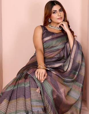 multicolor printed art silk designer pallu chanderi saree 4