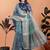 rama green printed art silk designer pallu saree