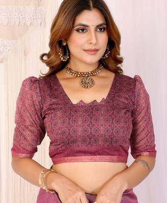 pink printed art silk designer pallu chanderi saree 5