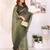 green printed art silk designer pallu chanderi saree