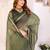 green printed art silk designer pallu chanderi saree