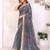 grey printed art silk designer pallu chanderi saree