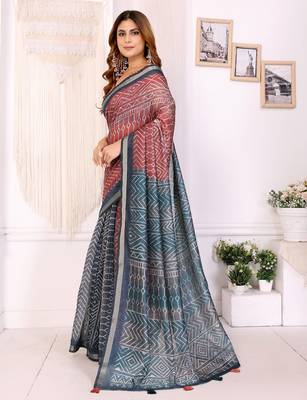 multicolor printed art silk designer pallu chanderi saree 2