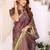 maroon printed art silk designer pallu chanderi saree