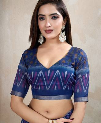green printed art silk designer pallu chanderi saree 5