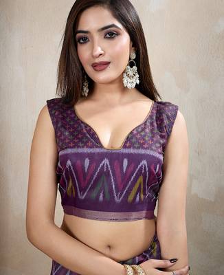 chiku printed art silk designer pallu chanderi saree 5