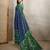 blue printed art silk designer pallu chanderi saree