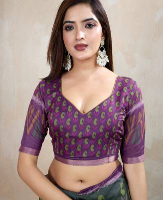 green printed art silk designer pallu chanderi saree 5