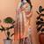 orange printed art silk designer pallu saree