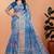 blue printed art silk designer pallu saree
