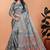 sky blue printed art silk designer pallu saree