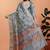 sky blue printed art silk designer pallu saree