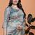 sky blue printed art silk designer pallu saree