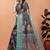 blue printed art silk designer pallu saree