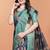 blue printed art silk designer pallu saree