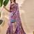purple printed art silk designer pallu saree