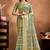 parrot green printed art silk designer pallu saree