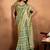 parrot green printed art silk designer pallu saree
