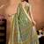 parrot green printed art silk designer pallu saree
