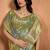 parrot green printed art silk designer pallu saree